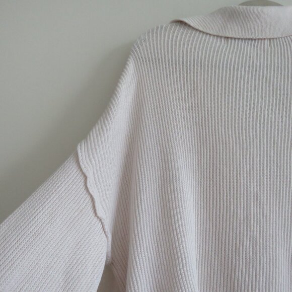 FREE PEOPLE BEACH Picnic Sweater Mini Dress Ribbed White Comfy Boho Coastal Sz M - Picture 13 of 15